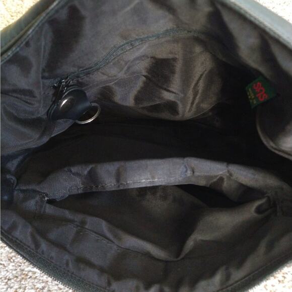 SAS Navy Blue Leather Hobo Crossbody Bag • Adjustable Strap - Picture 9 of 12